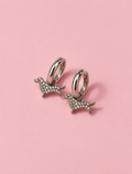 Dachshund Sparkle Hoops – Silver